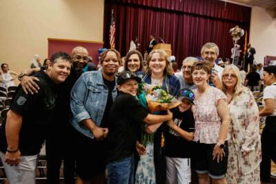 Family at graduation ceremony