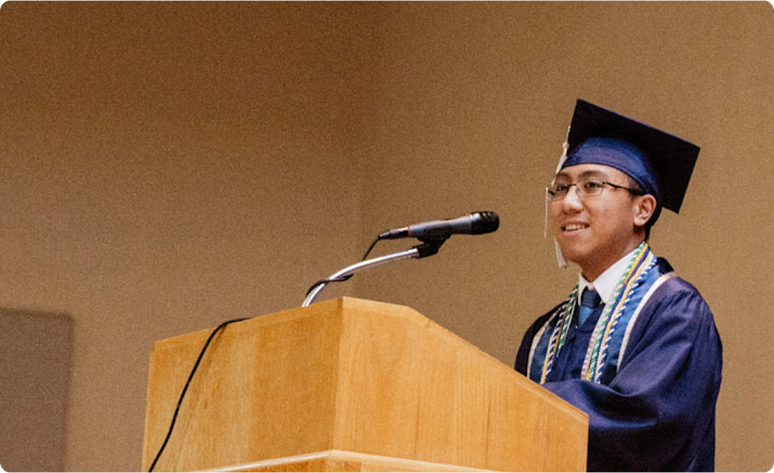 Graduate student talking